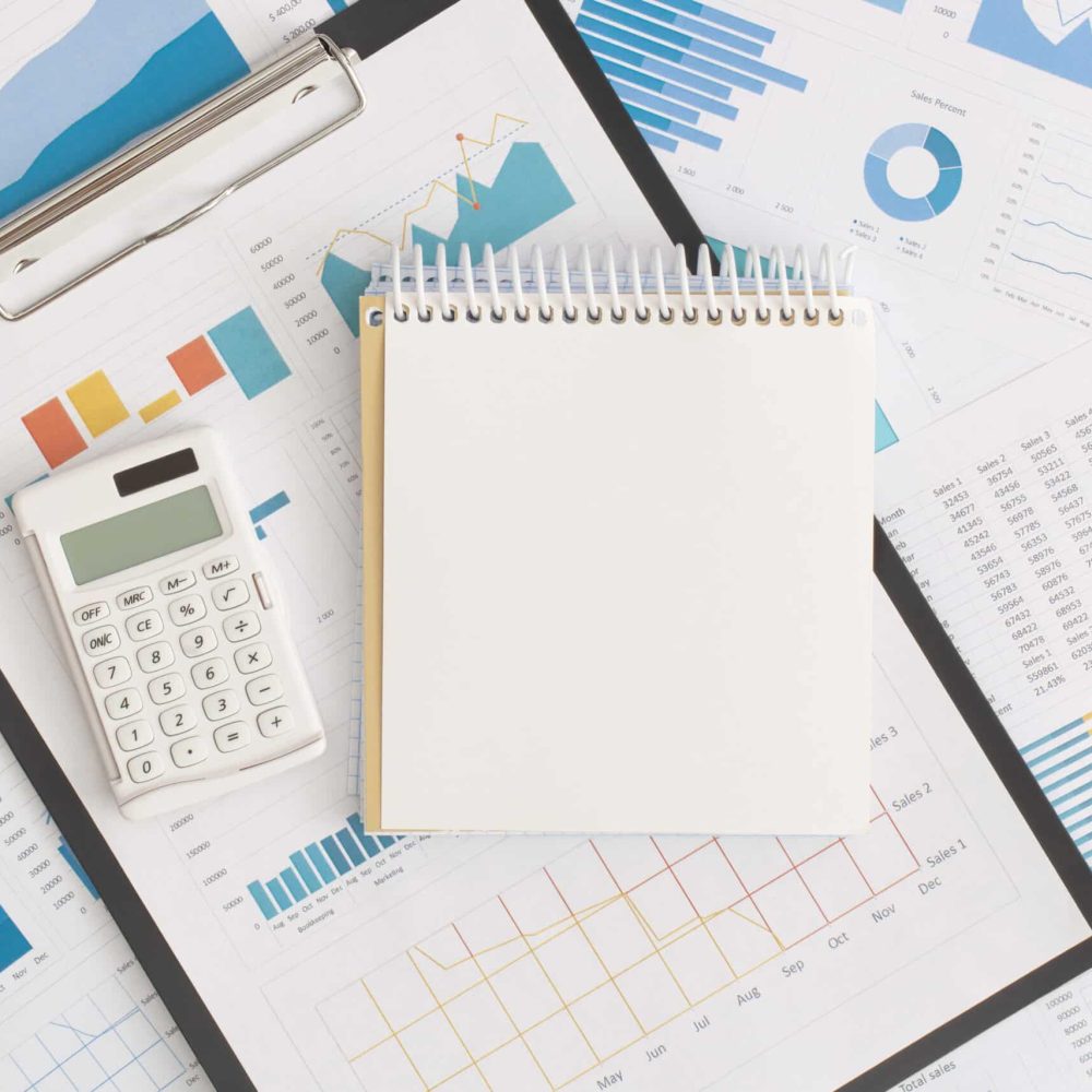 Business graphs, charts on table. Financial development, Banking Account, Statistics